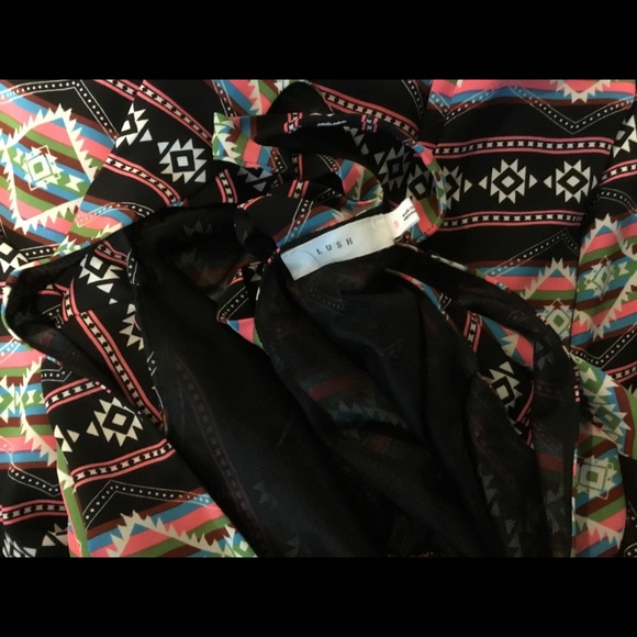 Lush Aztec Crisscross Back Mini A-Line Dress - Picture 4 of 5